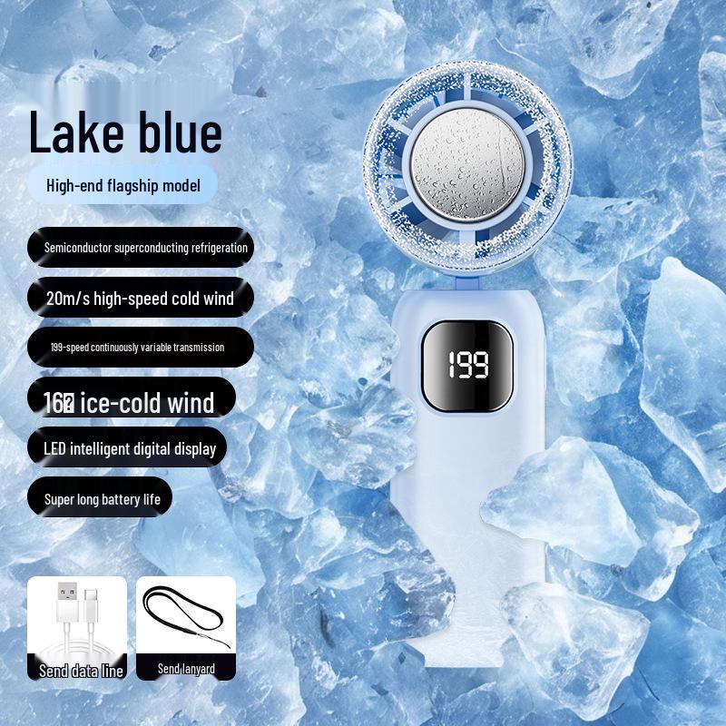 Portable Leafless Mini Fan with Semiconductor Cooling and Ice Pack