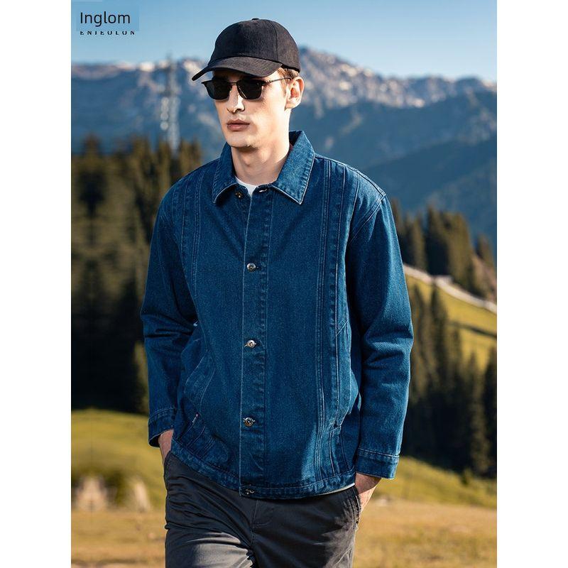 Autumn and Winter American Retro Washed Denim Jacket Men's Trendy Brand Loose Fit Spring and Autumn Turn-Down Collar Shirt-Style Denim Jacket