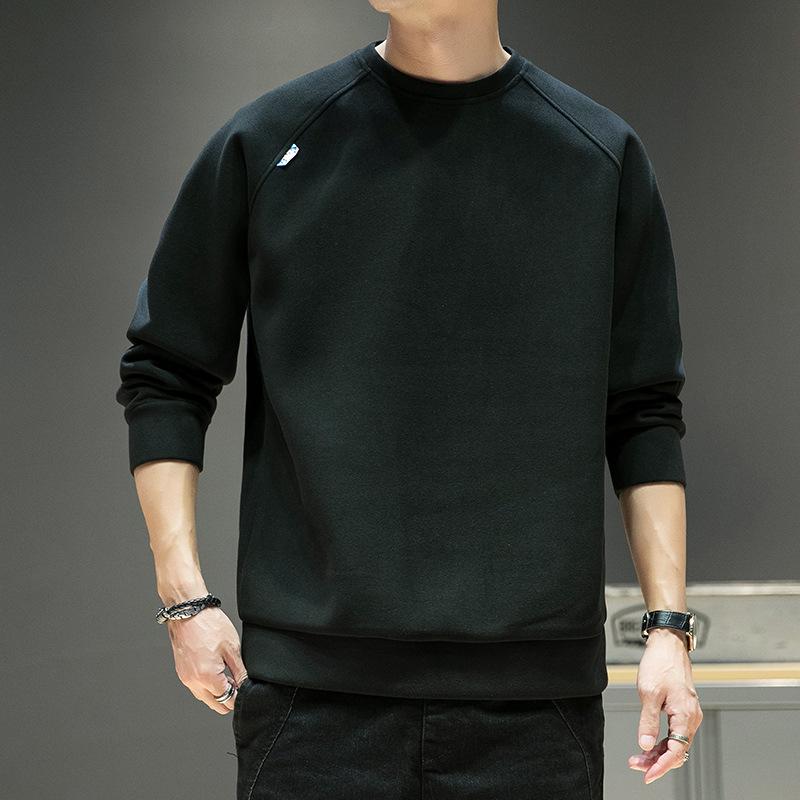 Men s Beige Raglan Sleeve Crew Neck Sweatshirt, Casual Loose Fit Solid Color Pullover Top M