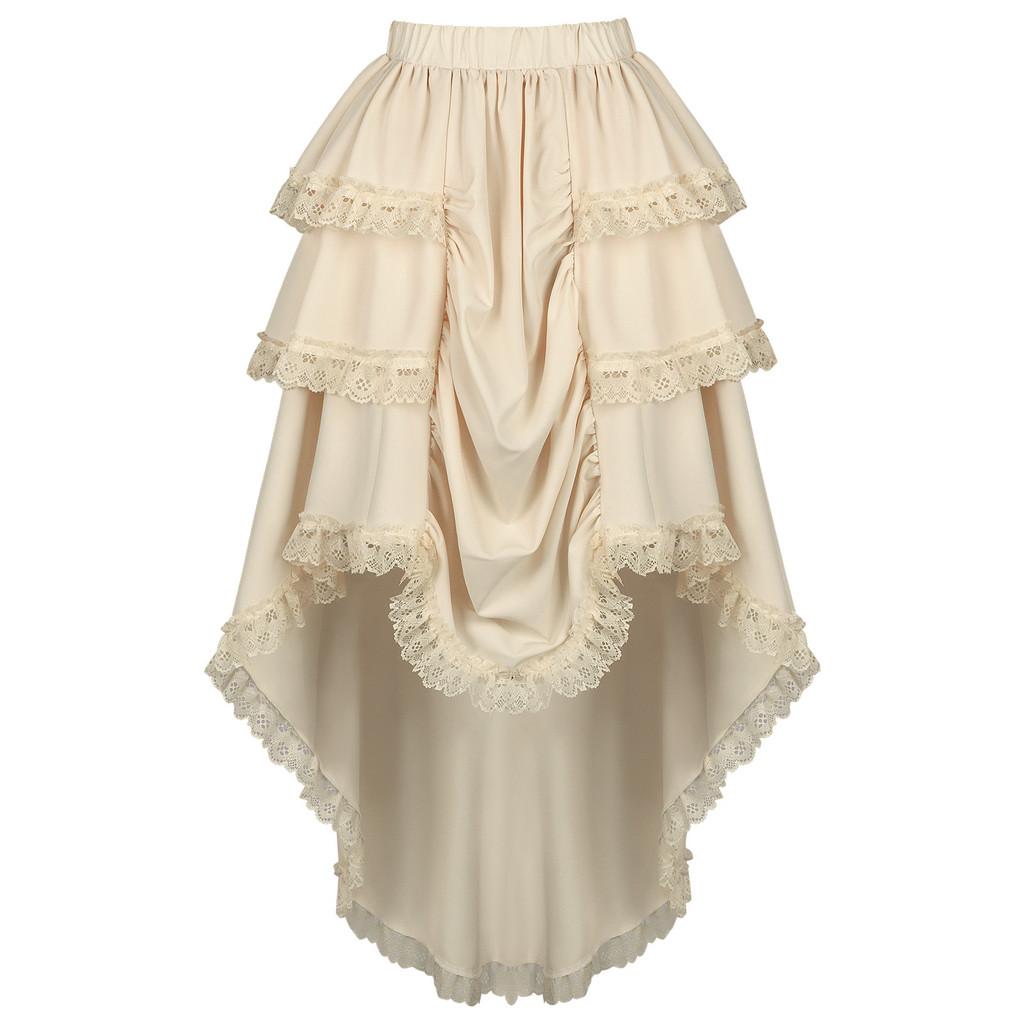 European Renaissance Vintage Skirt With Lace Trim For Cosplay And Stage Performances