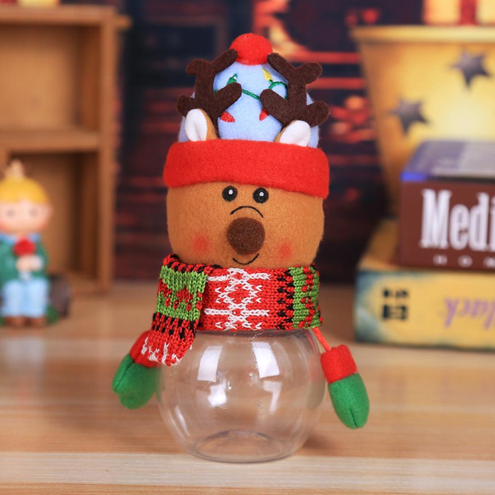 1/5 Pcs Christmas Candy Jar Storage Bottle Santa Snowman Shaped Bag Sweet Box Kids Gift