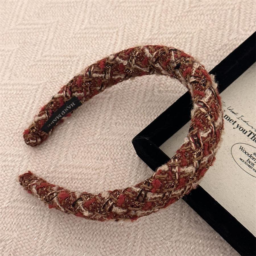 Temperament Rainbow Color Wool Hair Hoop Autumn and Winter Sweet and Cute Girls High Skull Headband Pressed Hair Retro Headwear