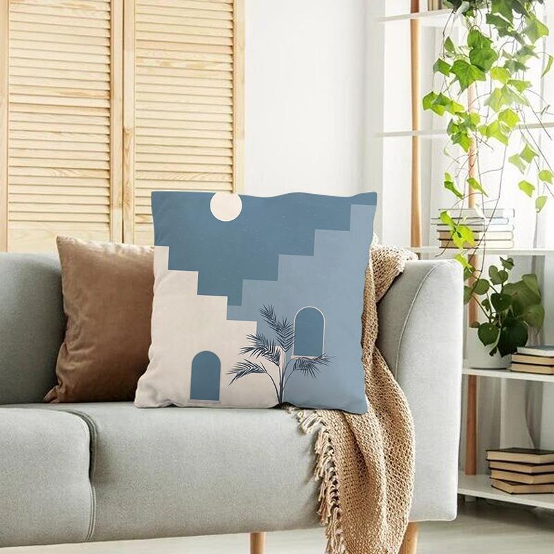 Nordic Abstract Printed Linen Pillowcase Popular Office Living Room Sofa Bedside Pillowcase