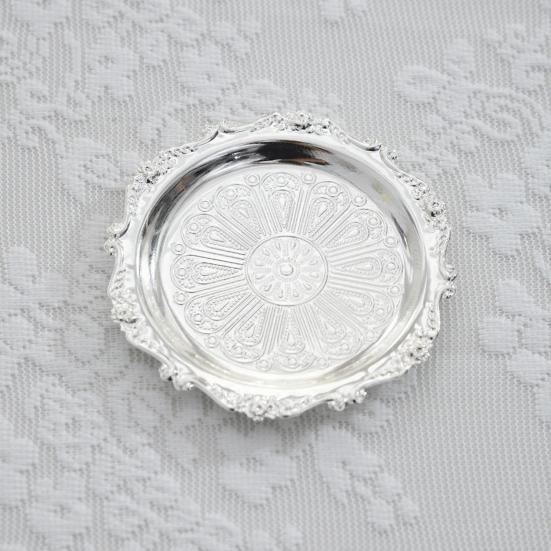 Vintage Præget Rustfrit Stål Bakke, Serveringsfad til Desserter, Smykkeboks Organizer, Snacktallerken, Spisebordsdekoration