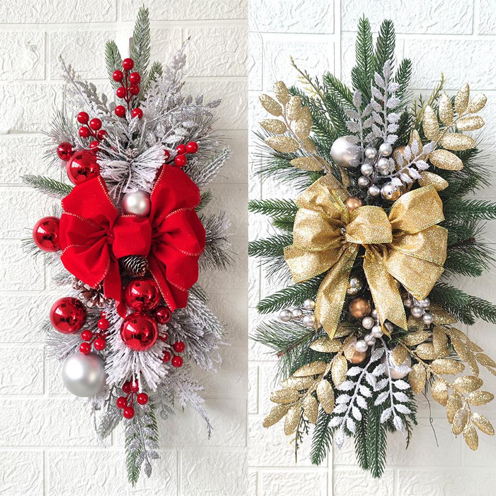 Christmas Wreath Pendants without/with Light Atmosphere Decorative Stair Garland Home Door Window Ornaments Party Supplies Gift
