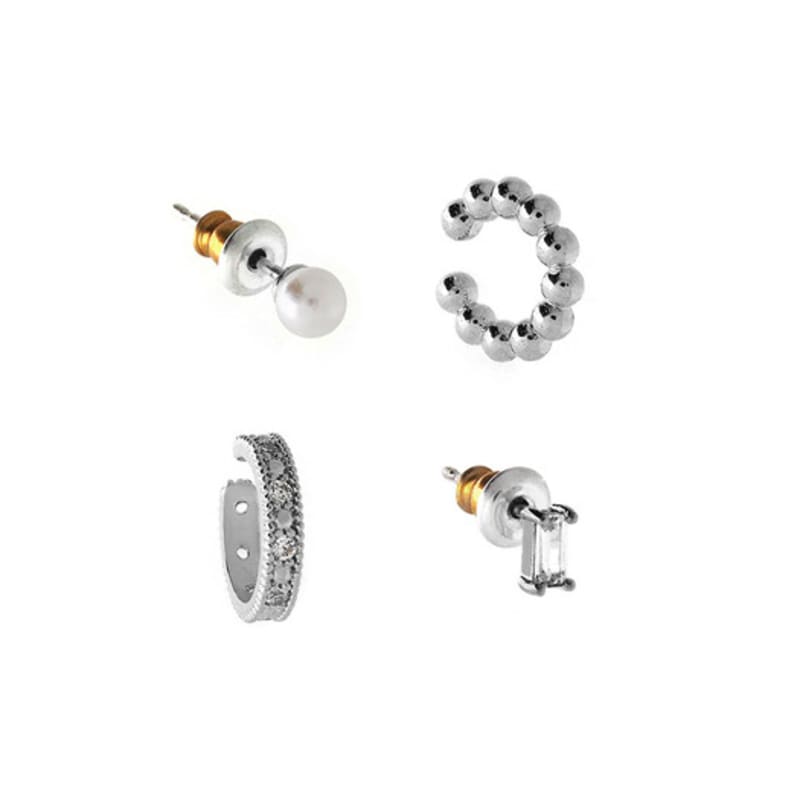 Shertz [4set] Pearl n Cubic Earcuff Earring (14k) SHEC0014