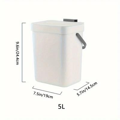 Space-Saving Quiet-Close Trash Can - 3/5L, Eco-Friendly Sealed Bin for Kitchen & Office, No Electricity Needed