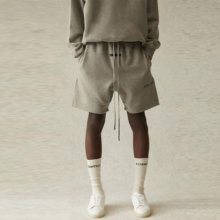 Fear of God Essentials Logo Sport Mid-Waist Shorts Unisex Bottoms Charcoal Oatmeal FOG-FW21-148
