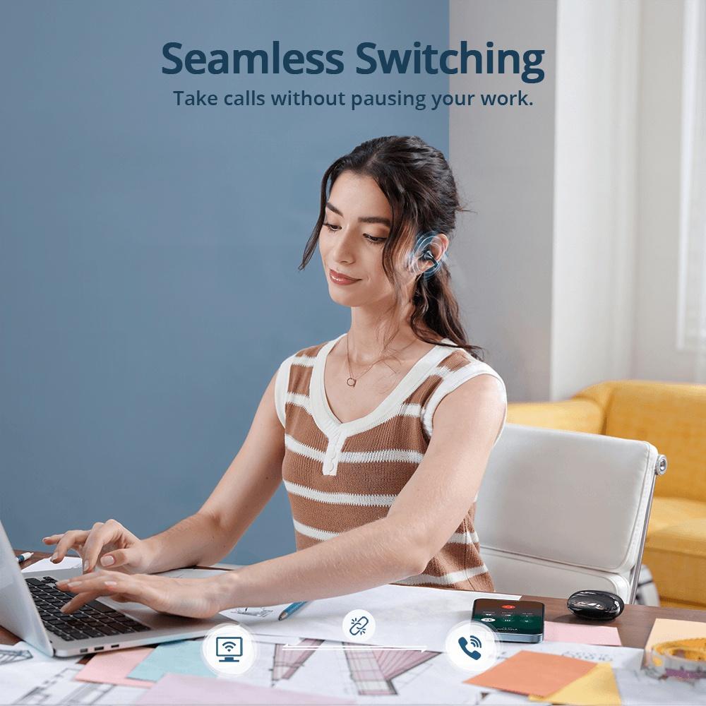 Tronsmart OpenFly Clip 2 – Hi-Res LDAC Open-Ear Earbuds, Secure Clip-On Fit, 32H Playtime, Sweatproof Design for Active Lifestyles
