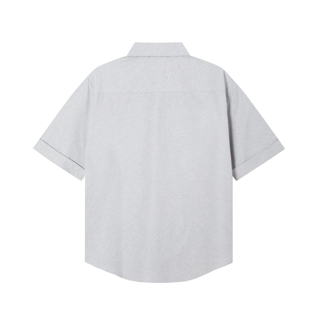 AMI Men's Classic Spring and Autumn Red Heart Embroidered Casual Cotton Solid Color Short Sleeve Shirt On the Chest
