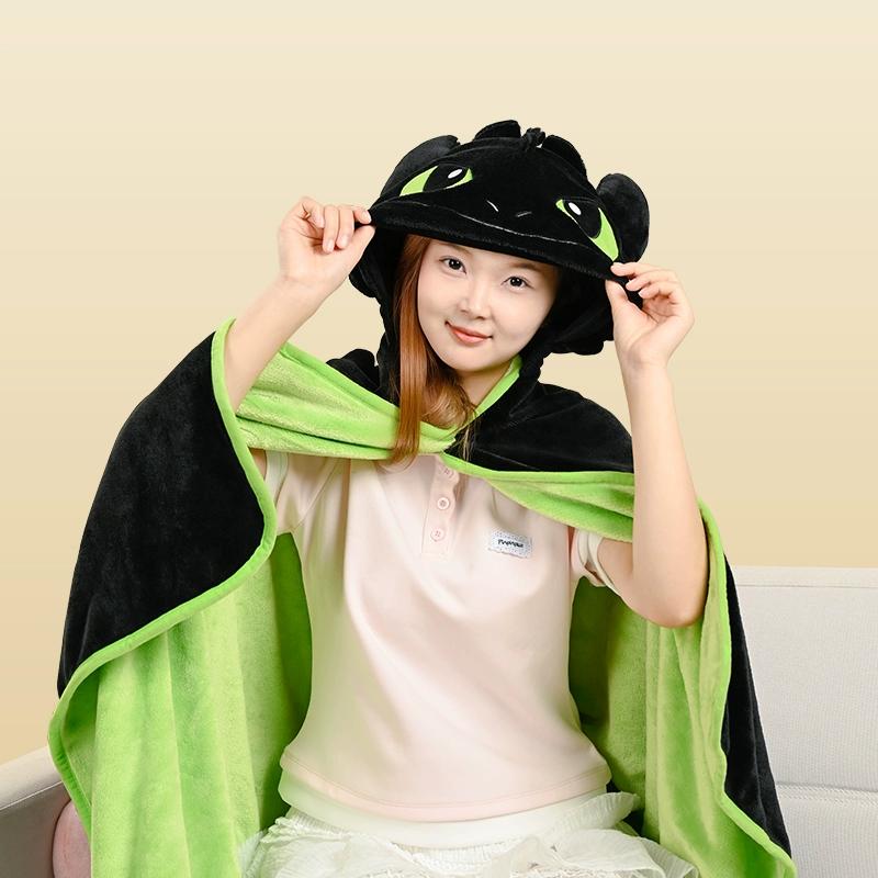 2025 Hot Sell Authentic Potdemiel Honey Jar Toothless Night Shadow Shawl Blanket Air Conditioning Office Napping Windproof Gift