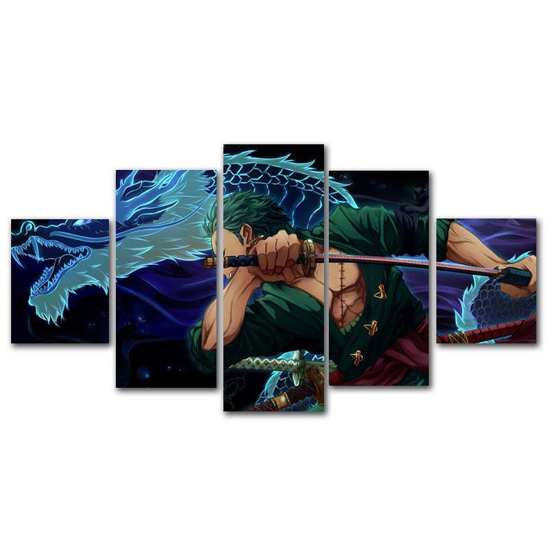 

5 шт., картины на холсте, японские анимационные принты, Ророноа Зоро, современные настенные картины с самым высоким рейтингом, украшение для гостиной и дома 20x35cm*2 20x45cm*2 20x55cm*1