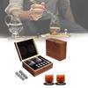 Luxurious Brown Granite Whisky Glasses Set With Whiskey Stones And Wooden Box