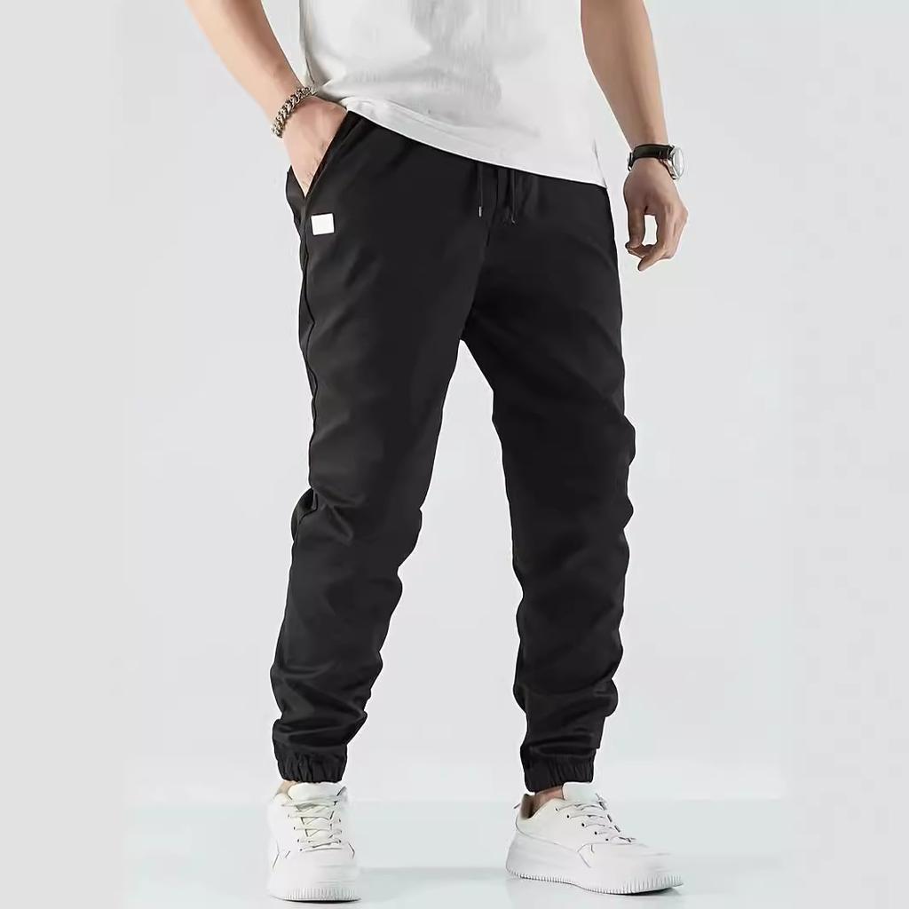 Four Seasons New Slim Casual Trousers Simple Leisure Pure Colour Spell Leather Trousers Micro Elastic Youth Popular Trousers