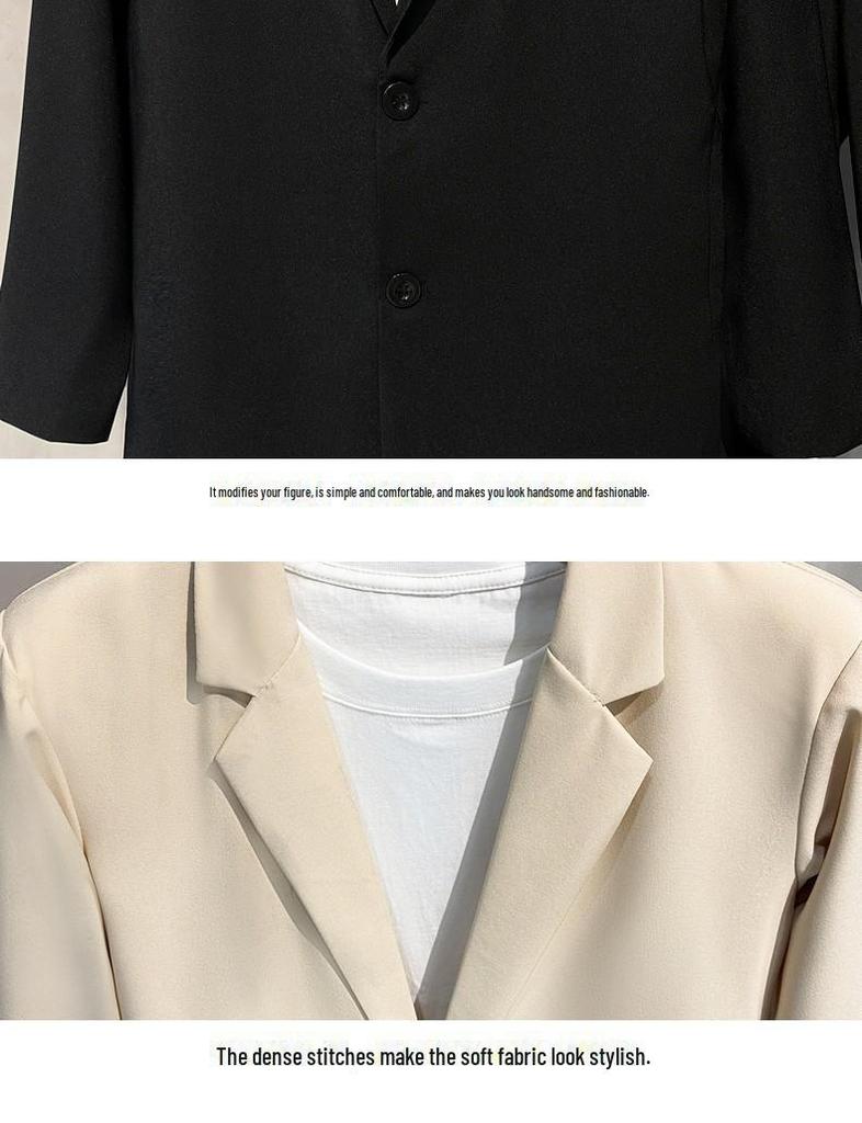 Men's Slim-Fit Casual Blazer - Spring, Korean Style, Versatile Solid Color.