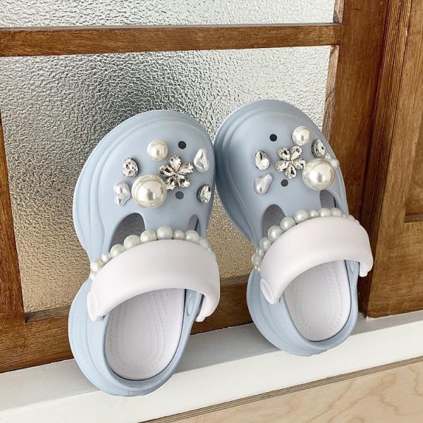 Fashion String Bead Glitter Slides Shoes Woman 2025 Cover Toe House Slippers Platform Jelly Flat Crystal Glitter Slides String Bead Cove