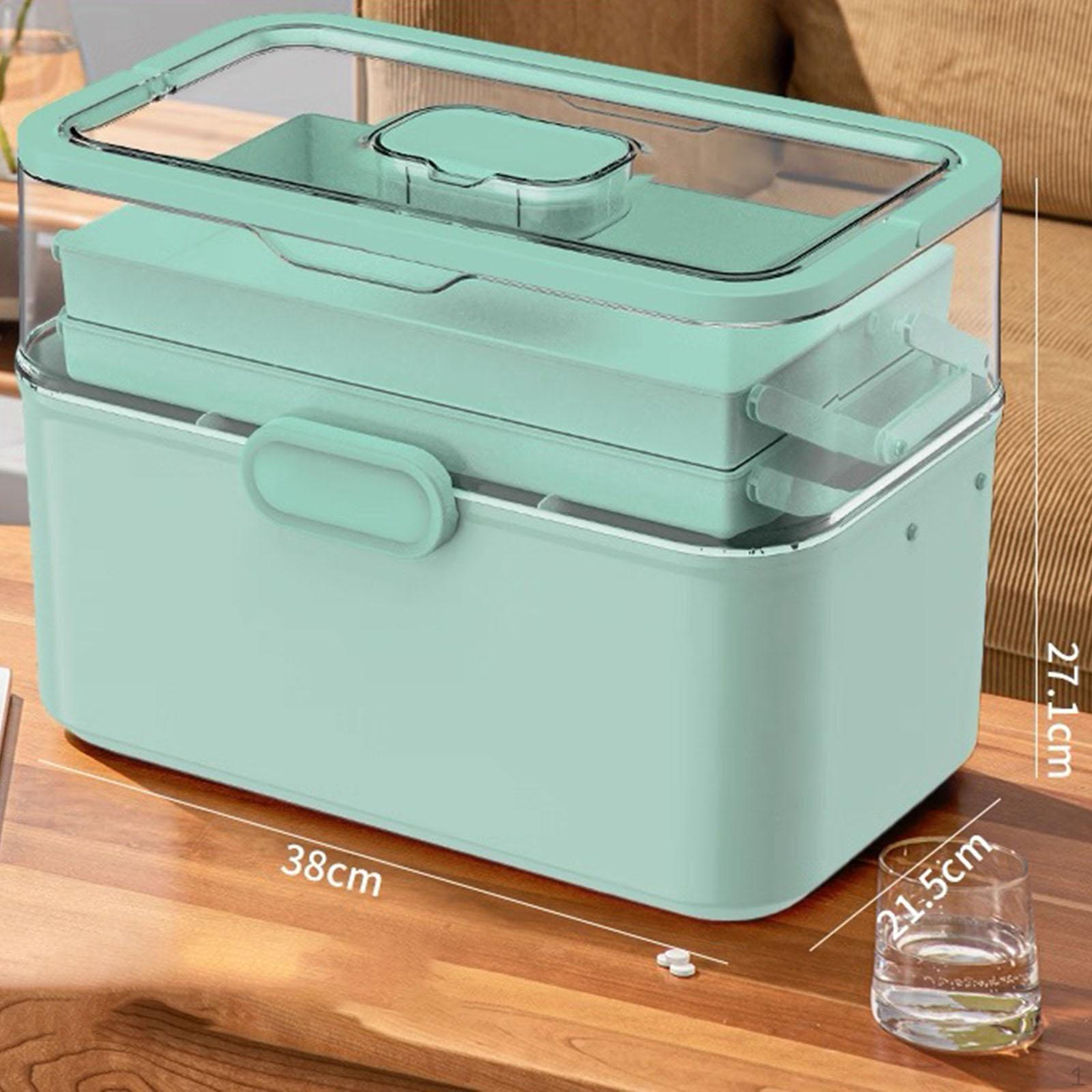 

Коробка для лекарств Прозрачный контейнер для хранения с крышкой Большой вместимости Кейс для рукоделия Швейные принадлежности green