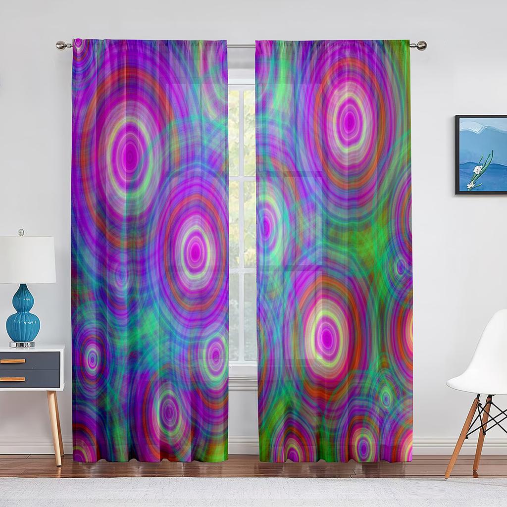 Geometry Koła Drukowana Woalowa Zasłona Paskowa Sztuka Linii Szyfonowa Tiulowa Zasłona Okienna Salon Sypialnia Kuchnia Draperia Dekoracja Domu