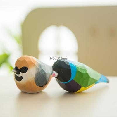 קישוט ציפור בעבודת יד DIY יצירת עץ קישוט לשולחן עבודה בבית או במשרד קישוט חיה קטנה