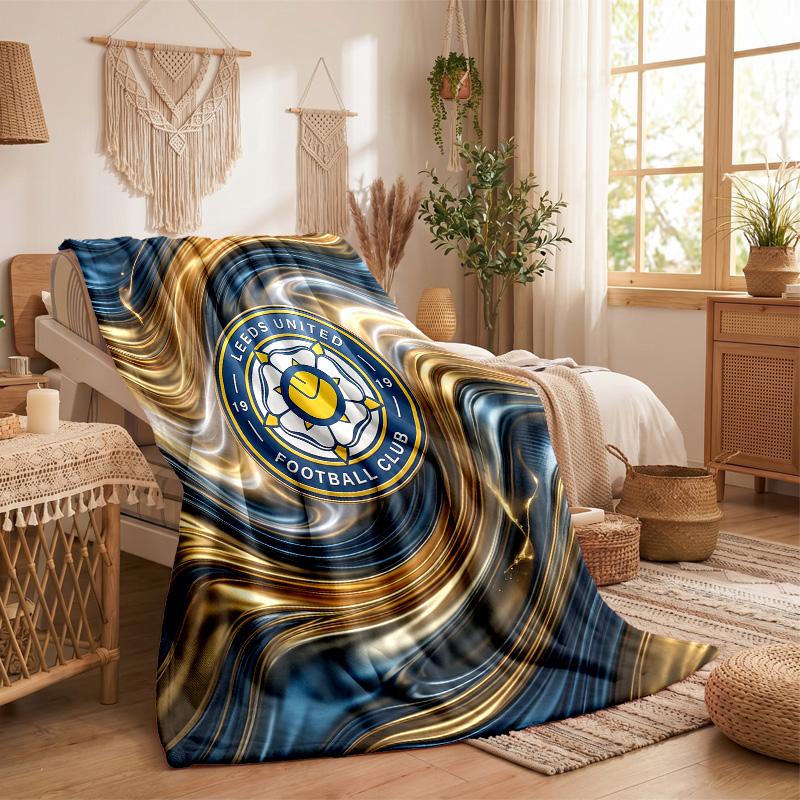 Leeds United Football Print Flannel Blanket Soft Warm Sofa Bed Throw Blanket For Home Office Bedroom