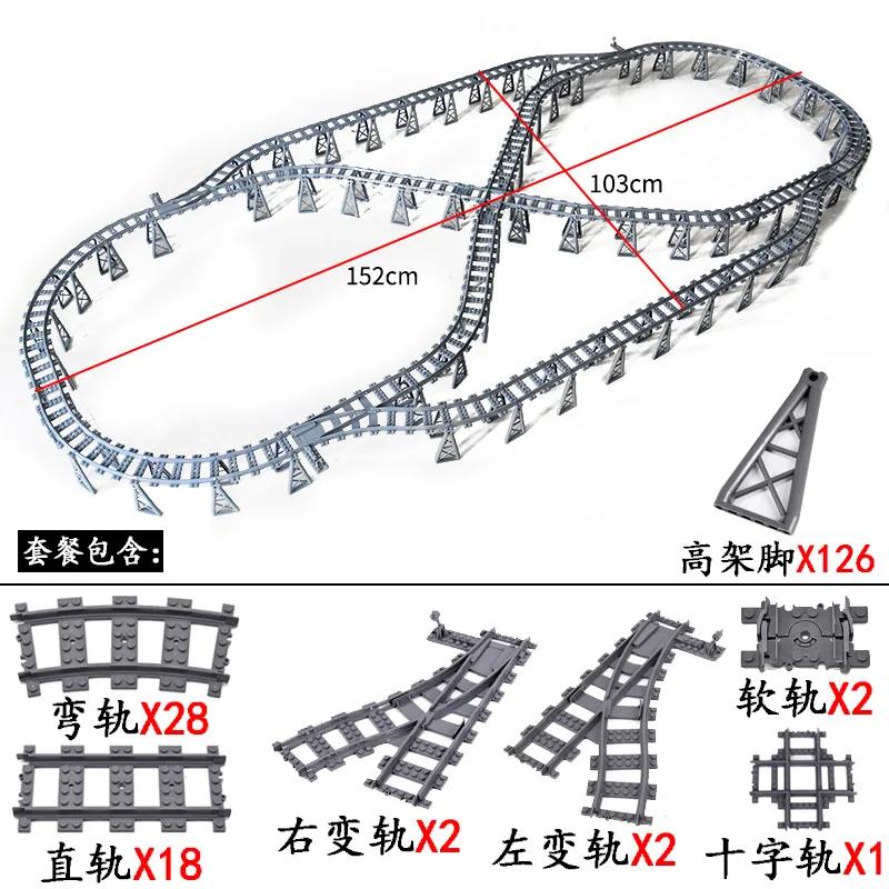 Compatible With LEGO MOC Railroad Bridge Train Track Combination Scene Building Blocks DIY Cross Track Bricks Toys Rail Car