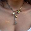 Stylish Splicing Pendant Clavicle Chain Jewelry Titanium Steel Necklace with Moon Star Pearls for Everyday Wear