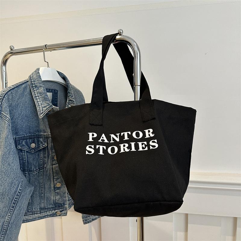 Large Capacity Alphabet Canvas Bag Literature and Art Student Commuting Class Shoulder Bag Going Out Shopping Tote Bag