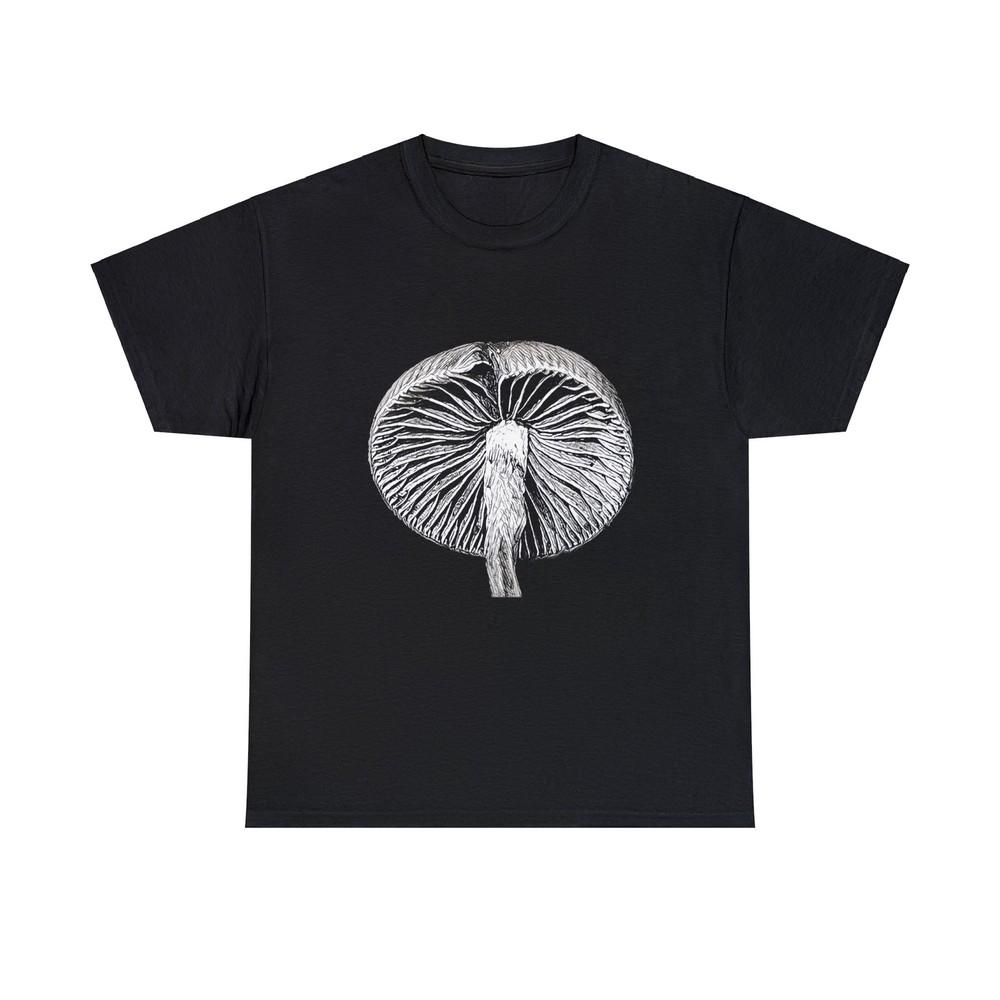 

Mushroom Gill Graphic Print Mycology Art Crew Neck Unisex Heavy Cotton T-Shirt M