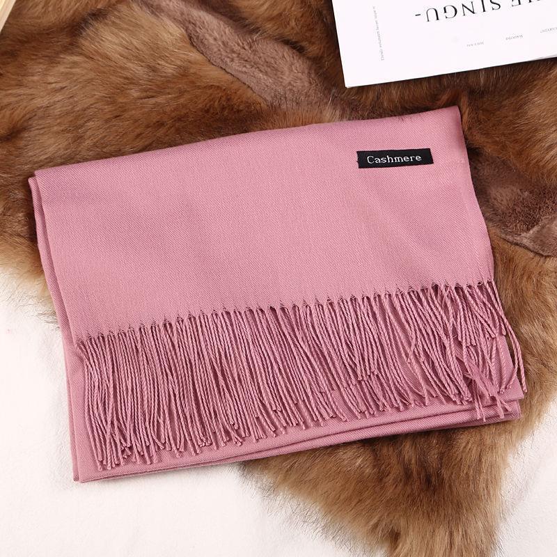 Women's Faux Cashmere Warm Scarf - Autumn/Winter Solid Color Korean Style Shawl