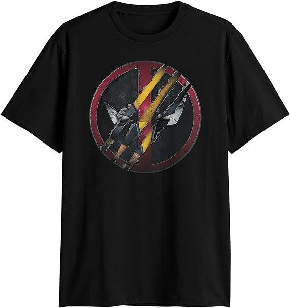 Deadpool Wolverine Mens T-shirt Wolverine Scratched Deadpool Logo L