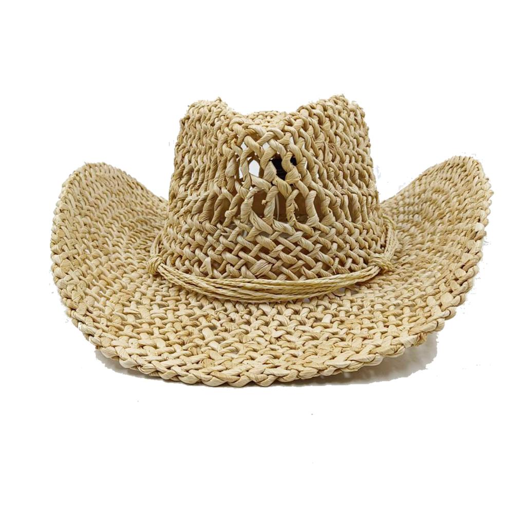 Western cowboy straw hat men and women retro wide-brimmed Cowboy Straw Hat Embroidered Wide Brim chapeau cowboy