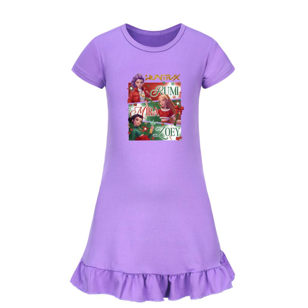 5181 Kinder Mädchen Weihnachten Neujahr Mira Zoey Rumi Bedrucktes Rüschen Kurzarm Freizeitkleid