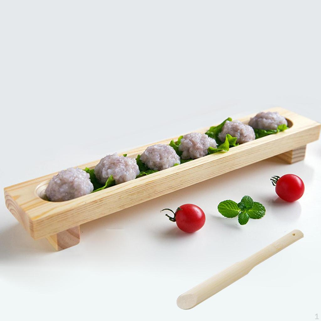 Dumplings Plate Restaurant Rectangular Wooden Serving Tray for Party
