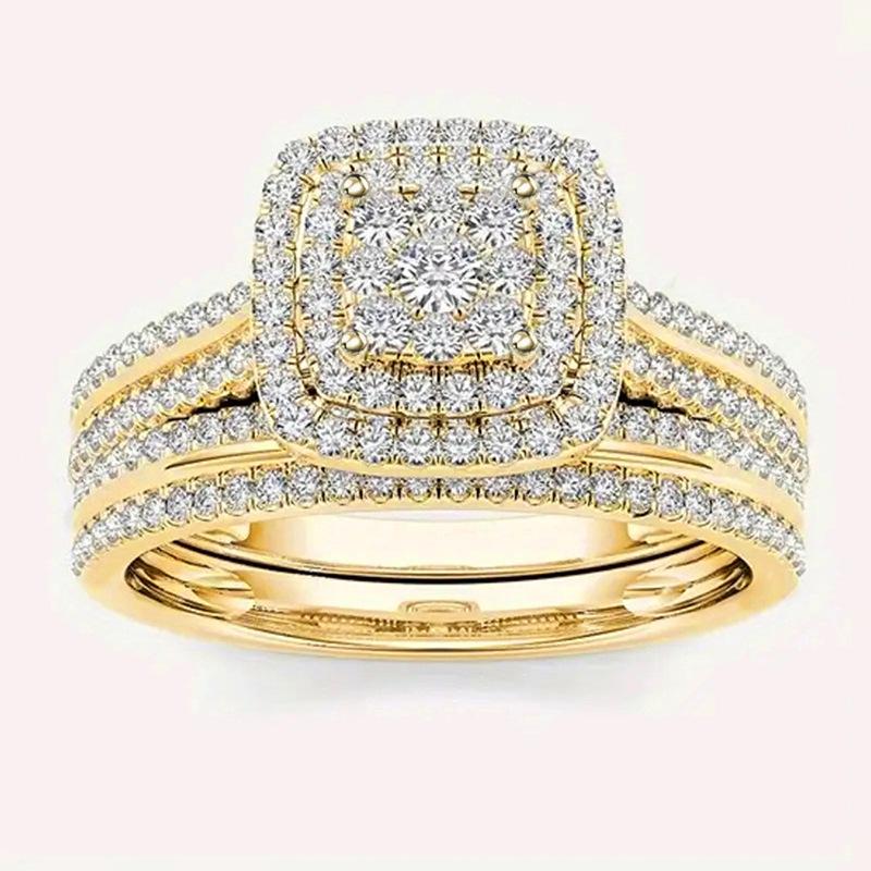 Ring Women'S Fat Geometric Half-Circle Diamond Jewelry, Shiny Light Luxury Dress Accessories