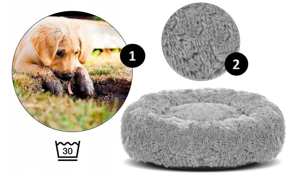 Dog Cat Bed SHAGGY Light Gray Long Hair VARIOUS SIZES