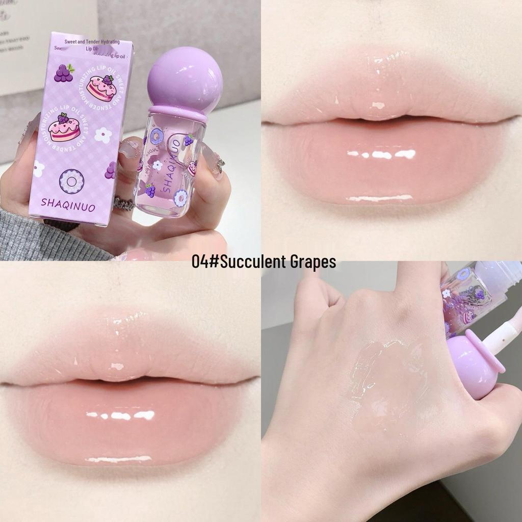 SHAQINUO Süßes Zartes Feuchtigkeitsspendendes Lippenöl - Feuchtigkeitsspendend, Nährend, Natürlicher Look, Aufpolsternder Fruchtiger Lippen-Glanz.