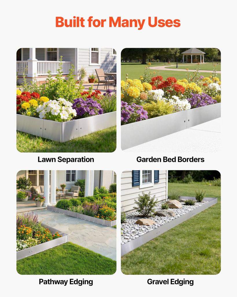 Corten Steel Landscape Edging, 10-Pack 100 X 23 Cm Metal Edging for Landscaping with 11 Connecting Plates, Easy-to-Install, Metal Garden Edge Border