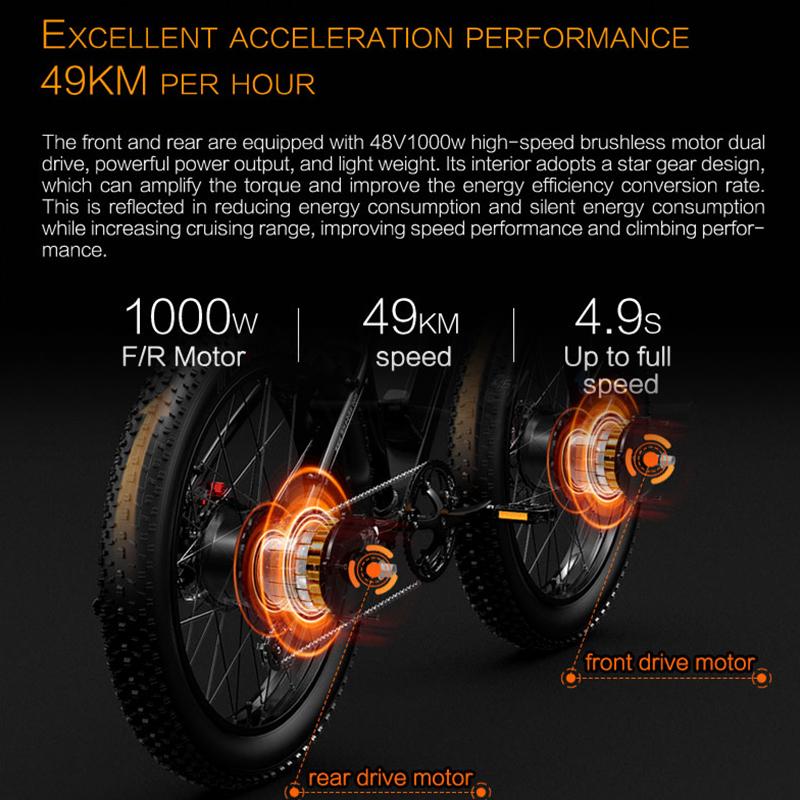 LANKELEISI MG740PLUS 2000W Electric Bike, Dual Motor, Removable 48V 20Ah Battery, 26-inch Wide Tyres, Hydraulic Brakes, All-terrain Bike