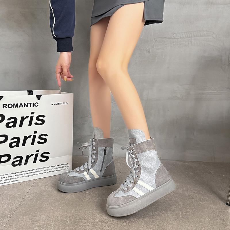 Fashion CRLAYDK Fashion Women's High Top Casual Shoes Comfortable Ankle Lace Up Walking Boots Leather Winter Sneakers for Ladies