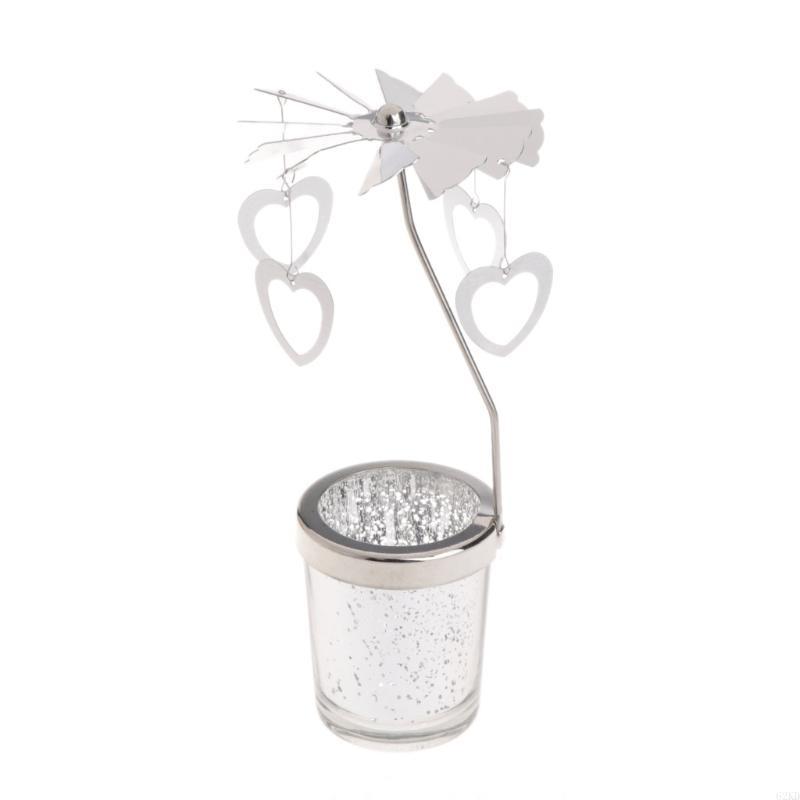 62KD Rotating Tea Light Holder Spinning Tealight Stand Candleholders Wedding