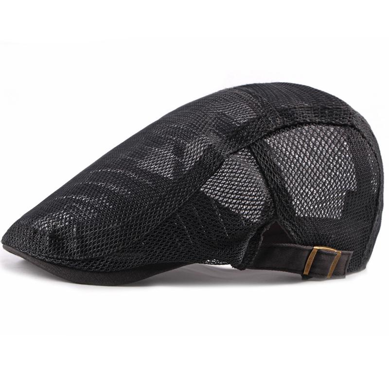 HT2215 Beret Spring Summer Men Women Cap Adjustable Flat Cap Breathable Mesh Cap for Men Women Solid Plain Beret Cap