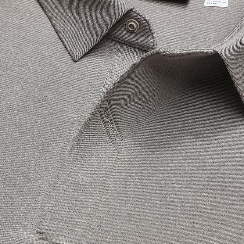 Fila Blue Business Casual Comfortable Breathable Knitted Long Sleeve Polo Shirt Men Tops Moon-Gray F11M542215FGY