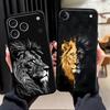 Animal Lion Pattern Case for iPhone 15 16 14 Plus XR 17Air 7 8 13 12 11 17 Pro Max XS Max Black Soft Phone Cover