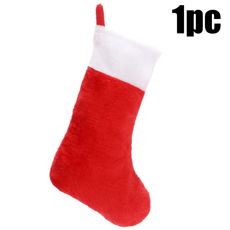 42Cm Christmas Stockings White Plush Cuff Hanging Socks Personalized Gift Bag Stocking Decorations Season Fireplace Decor