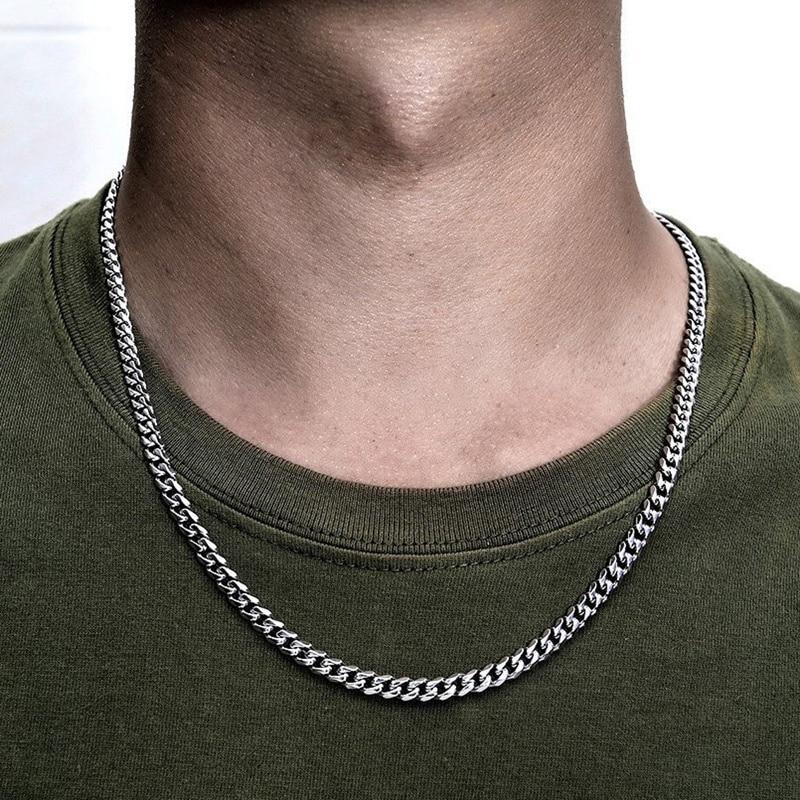 Classic Men Necklace Width 4 To 8 MM Stainless Steel Long Necklace For Men Women Chain Jewelry
