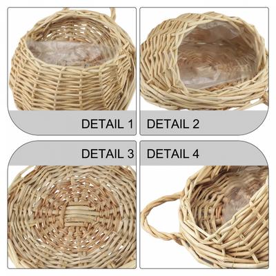 Wall Mounted Plant Flower Wicker Weave Basket Hanging Holder Outdoor Flowerpot