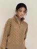 2026 Spring Ye Shuhua Style Half-Zip Turtleneck Cable Knit Women's Sweater