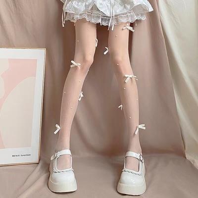 New Bowknot Pantyhose Sex Thin Summer Autumn Ins Tide  Tights Fishnet Stockings Woman
