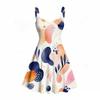 Women Plus Size Sweetheart Neck Strappy Sleeveless Abstract Printed Flared Dress