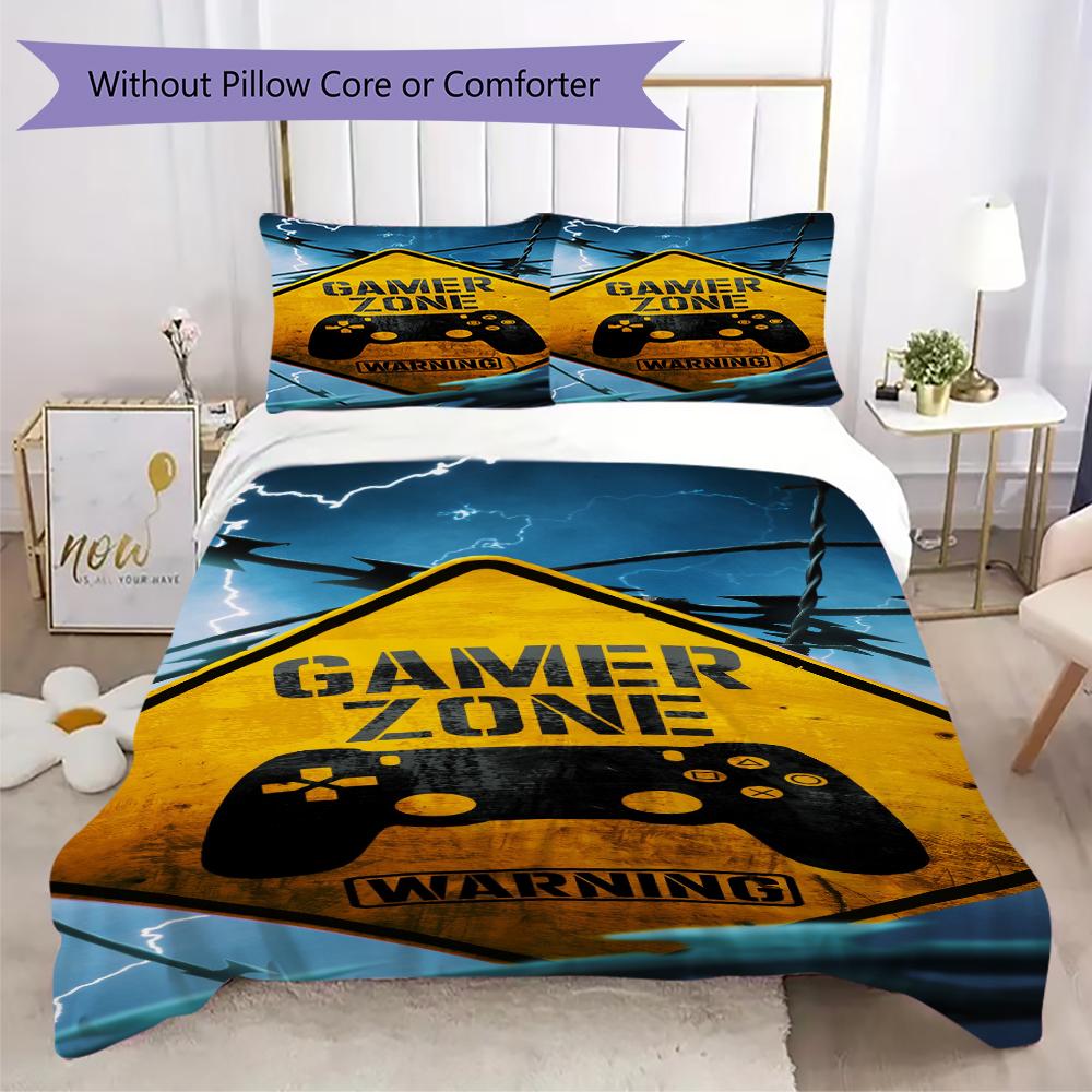 1PC Game Theme Bedding Quilt Set Quilt Cover Pillowcase Home Decoration Birthday Gift (1 * duvet cover + 2 * pillowcase, without core)A6